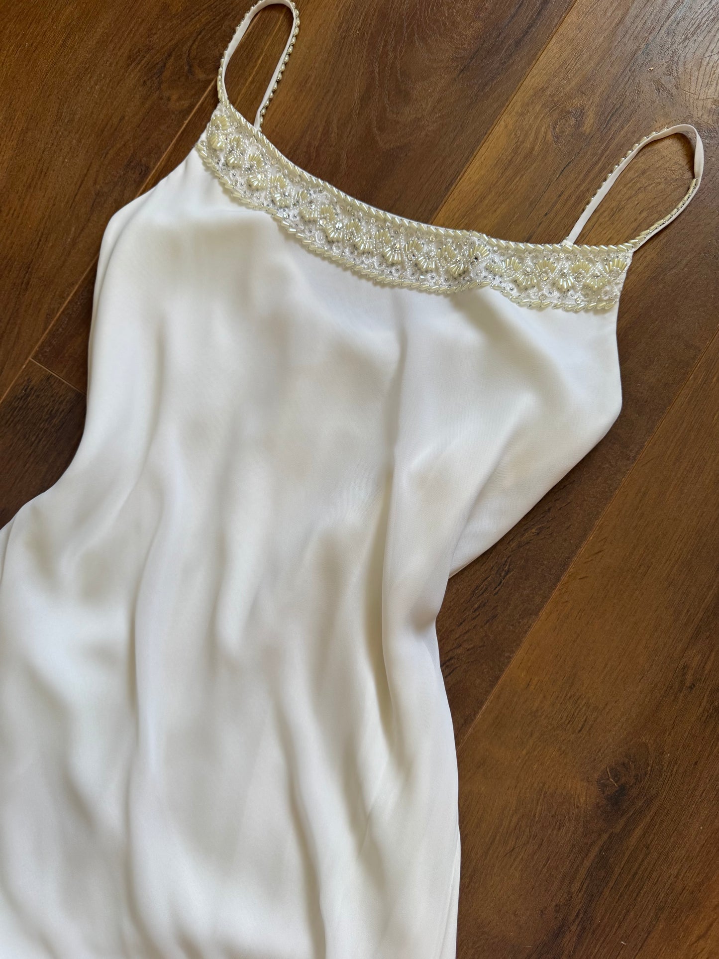 White Rena Koh pearl detail wedding dress uk 10