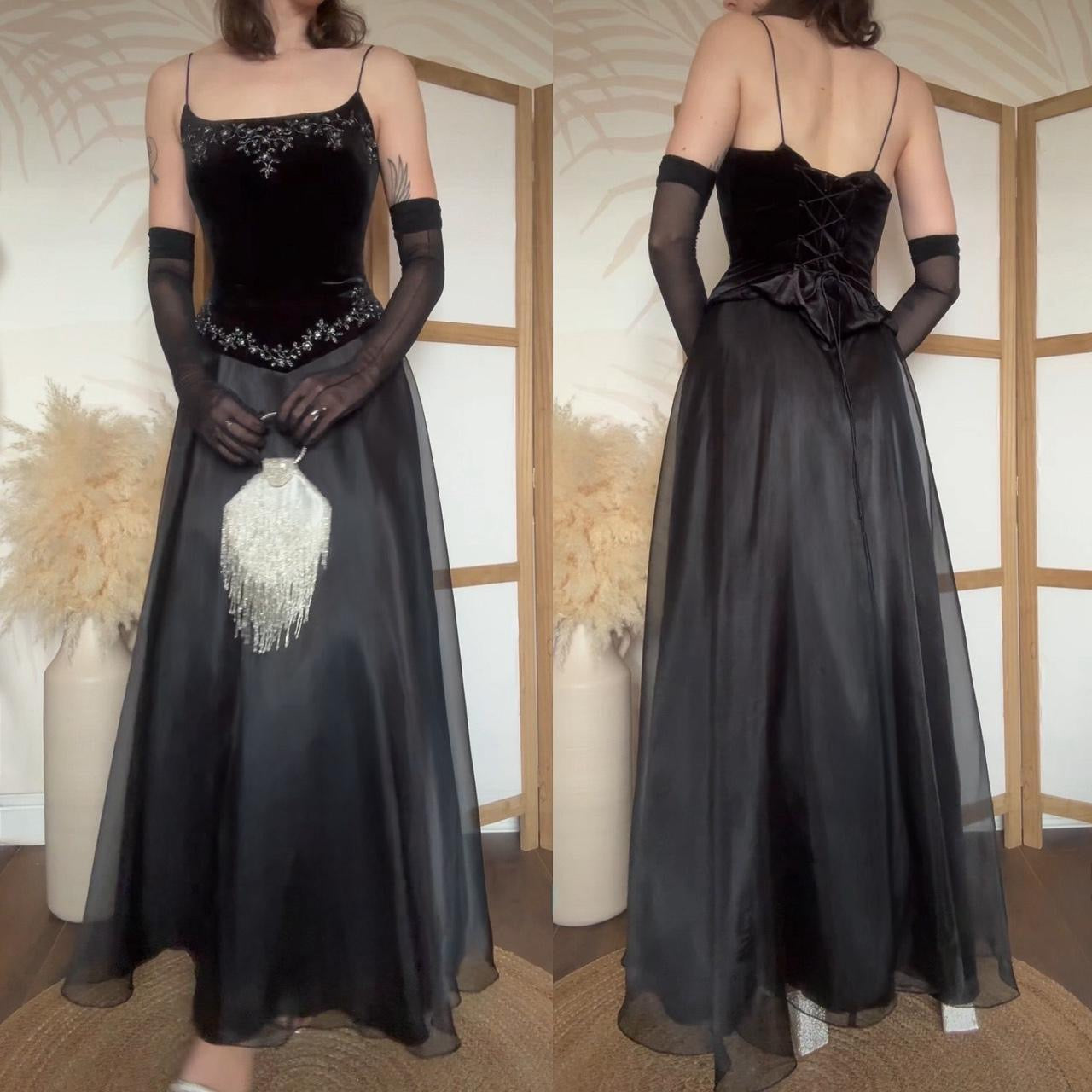 Dave & Johnny black prom dress & shawl uk 12