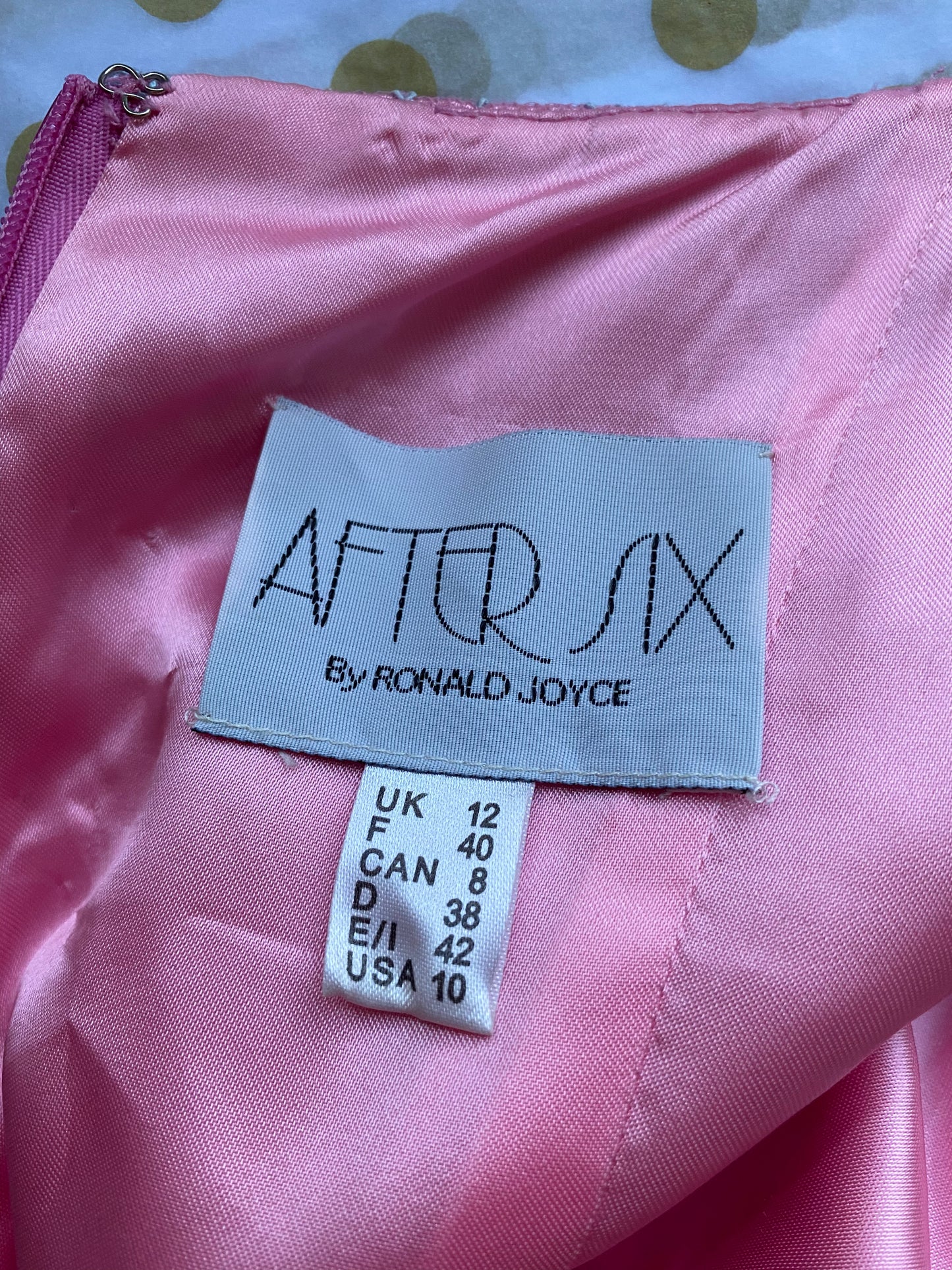 After Six pink lace fitted evening dress UK 12