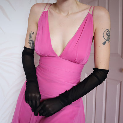 Pink chiffon After Six midi dress UK 12