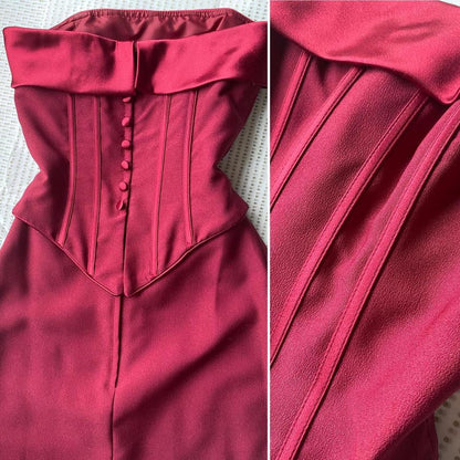 Margaret Lee burgundy strapless evening dress uk 8