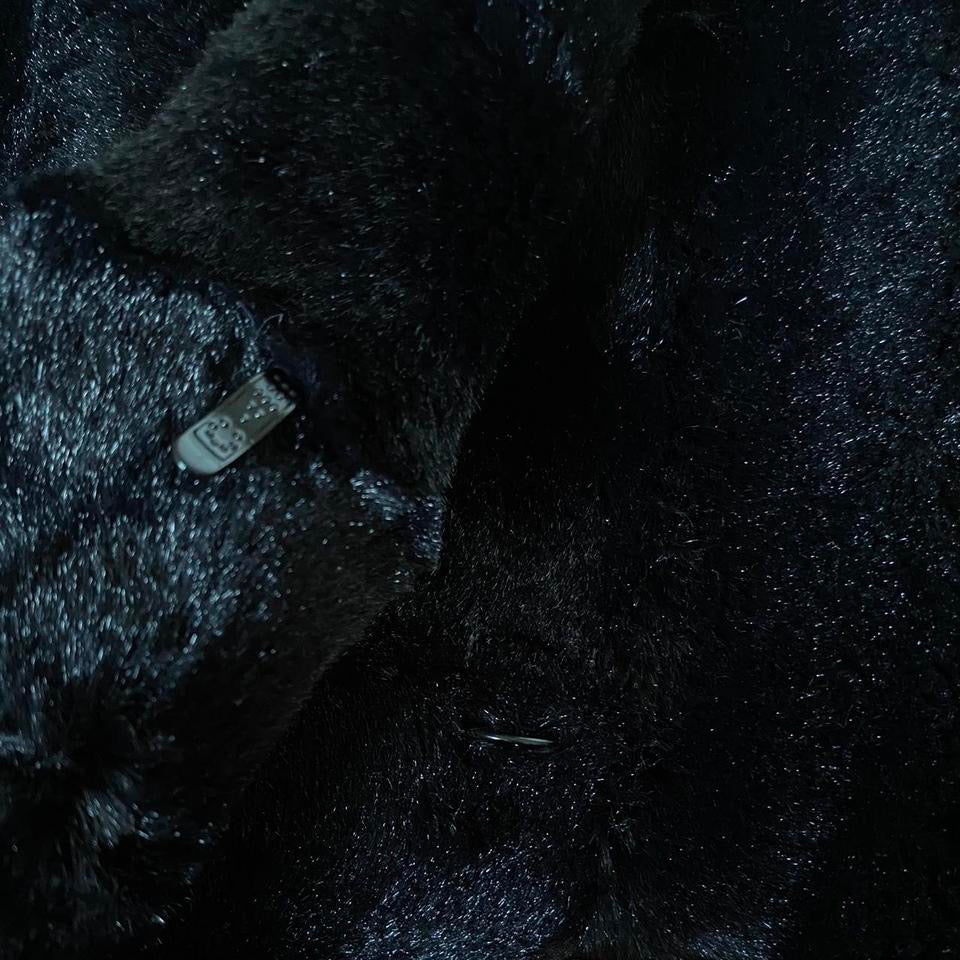 Black faux fur warm coat UK L