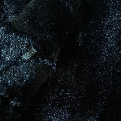 Black faux fur warm coat UK L