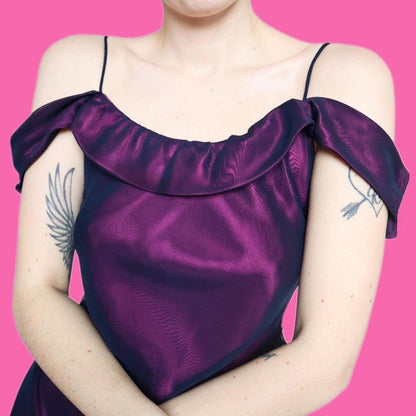 Purple cold shoulder evening dress UK 12