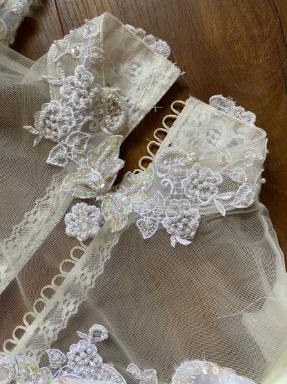 80s lace satin wedding dress with removable sleeves UK 10