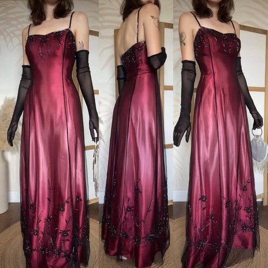 Satin ombré beaded evening gown uk 14