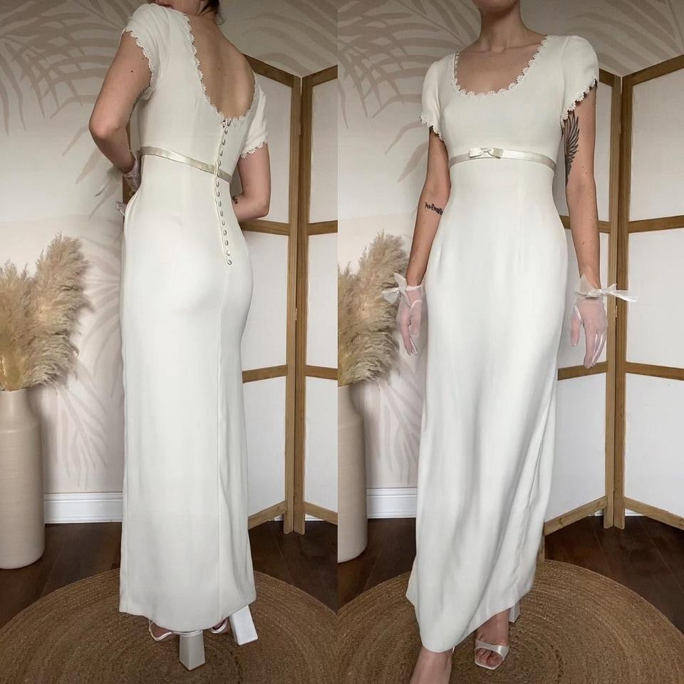 Cream short sleeve wedding dress uk 16/18