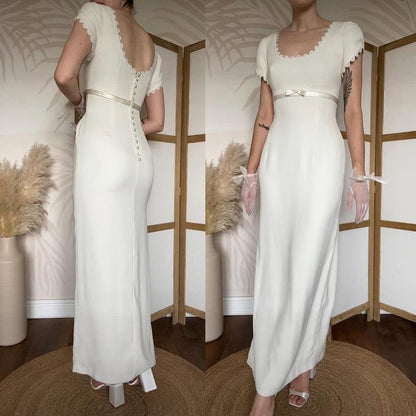 Cream short sleeve wedding dress uk 16/18