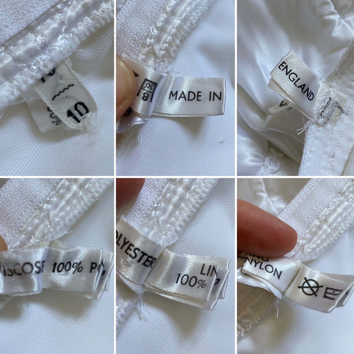 White satin long sleeve vintage wedding dress uk 8