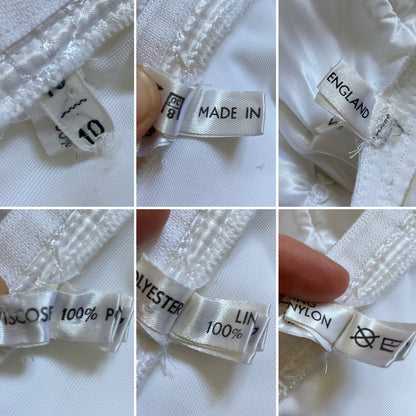 White satin long sleeve vintage wedding dress uk 8