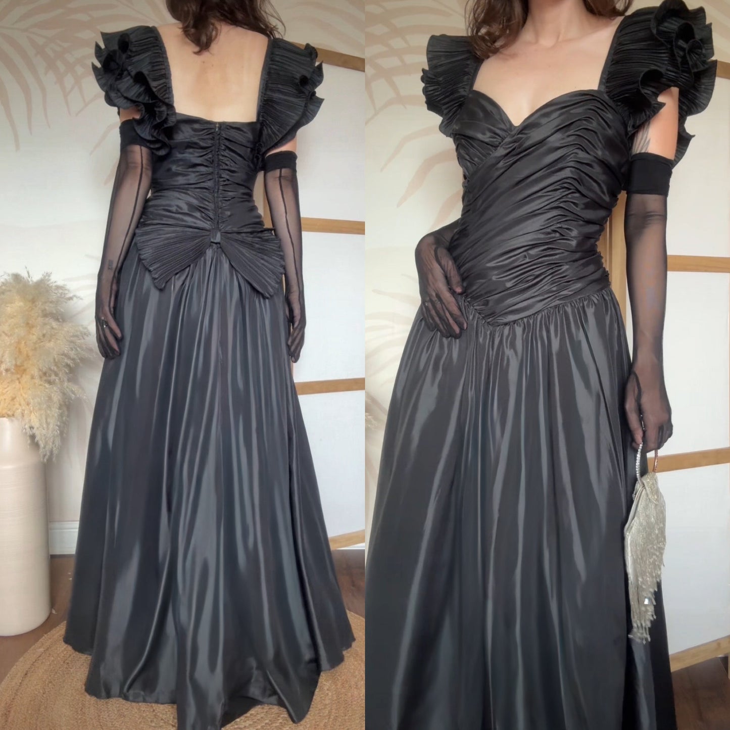 John Charles 80s black prom dress uk 12-14