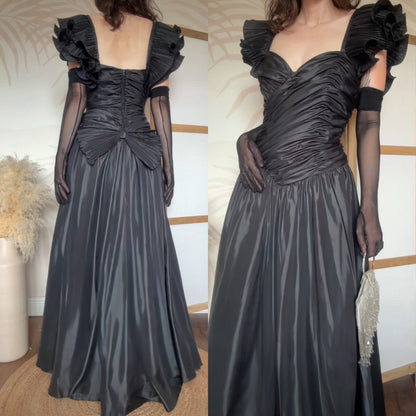 John Charles 80s black prom dress uk 12-14
