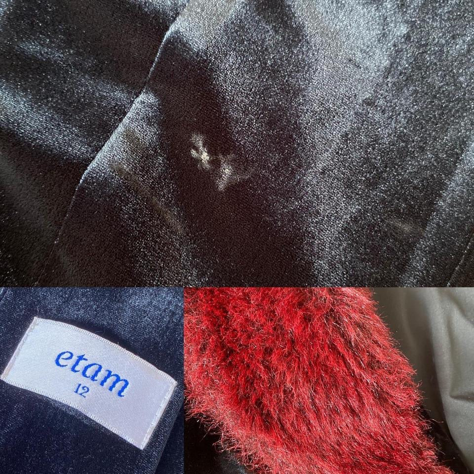 Etam 90s black velvet long jacket UK 12