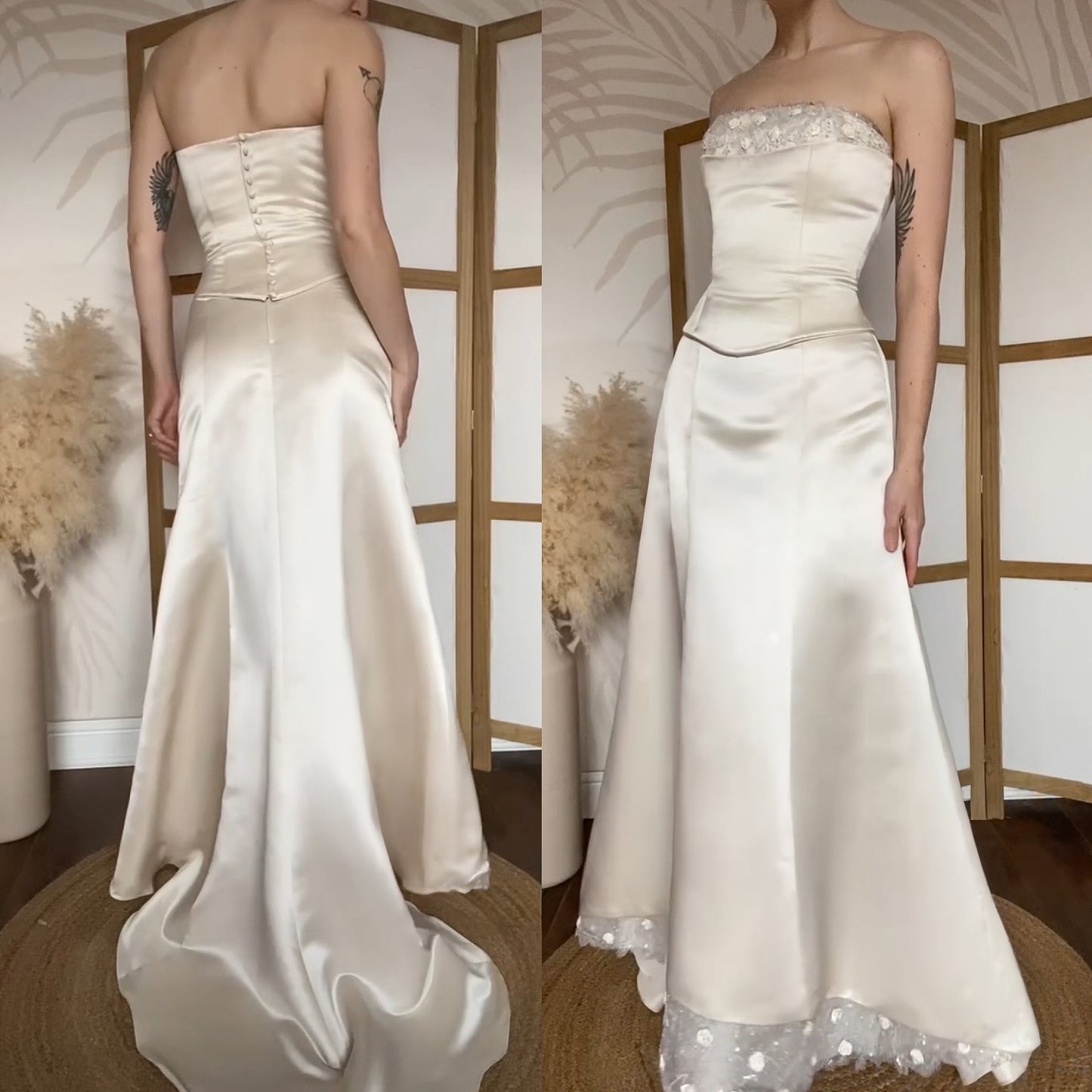 Champagne 2-piece top & skirt wedding set uk 8