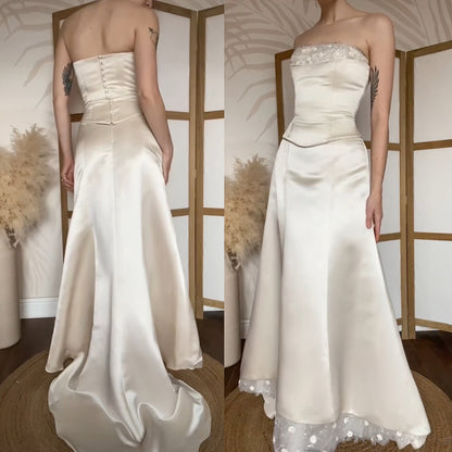 Champagne 2-piece top & skirt wedding set uk 8