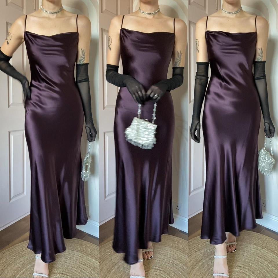 Monsoon maroon silky slip dress UK 8