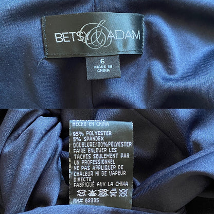Betsy & Adam navy stretch evening dress UK 10-12
