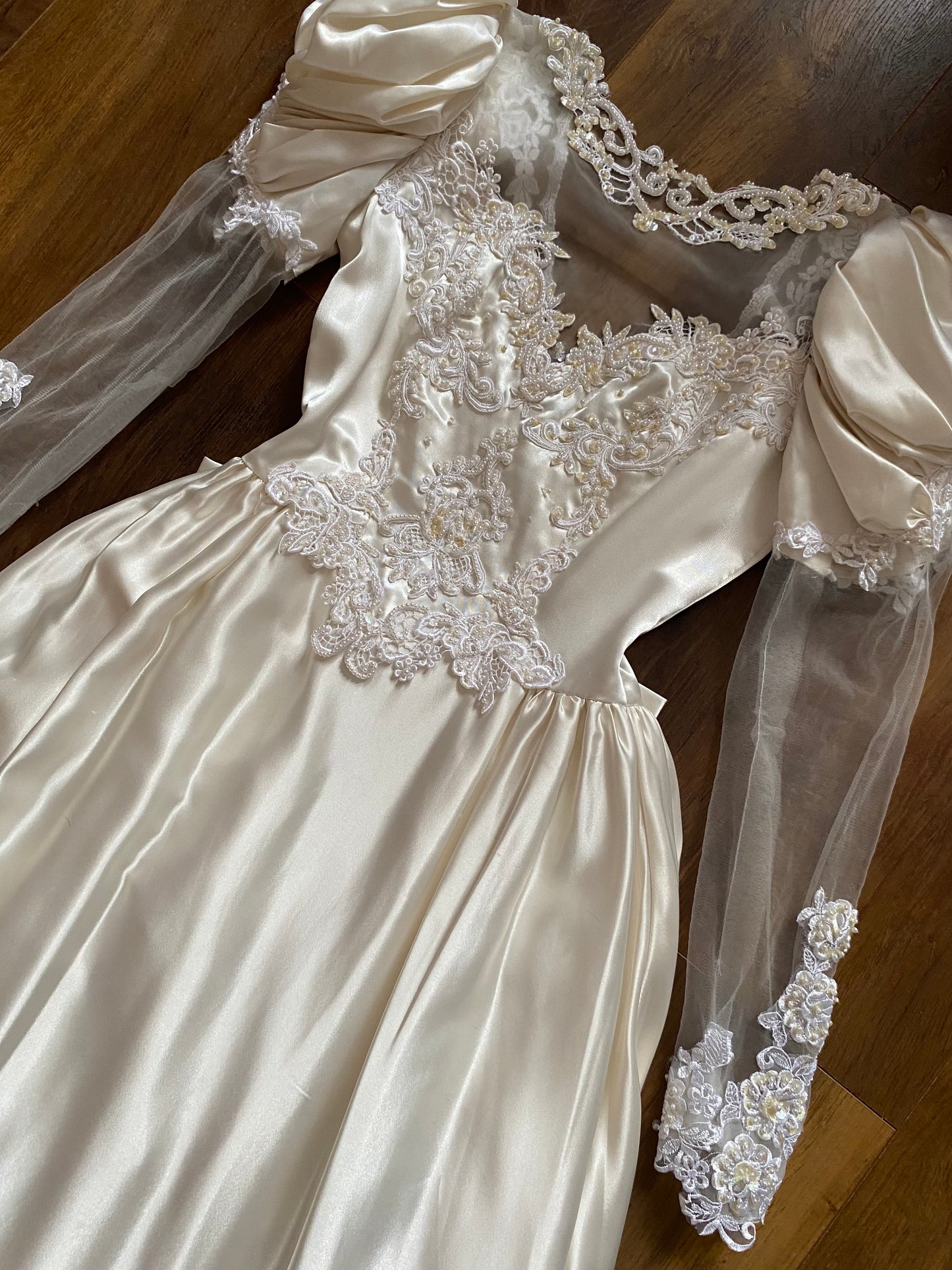 Gianni Balenti ivory satin 80s wedding dress uk 10