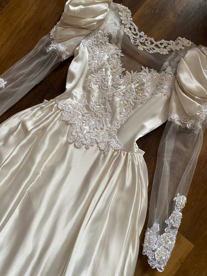 Gianni Balenti ivory satin 80s wedding dress uk 10
