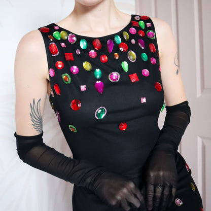 Black After Six stretch gem evening dress UK 14