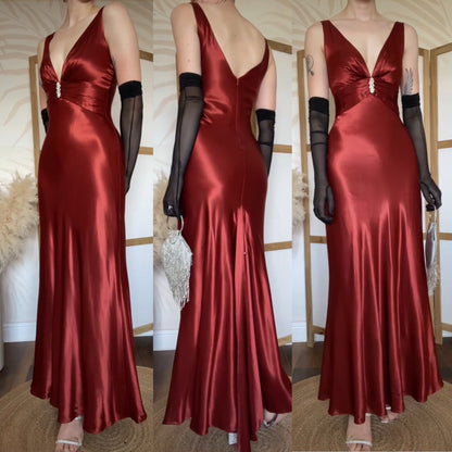 Morgan & Co red satin evening dress uk 10