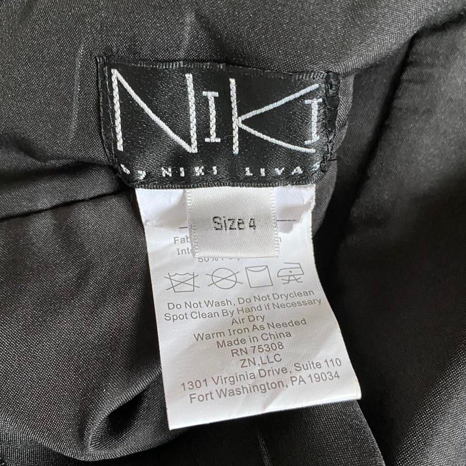 Niki Livas vintage black fitted evening dress UK 8