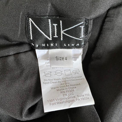 Niki Livas vintage black fitted evening dress UK 8