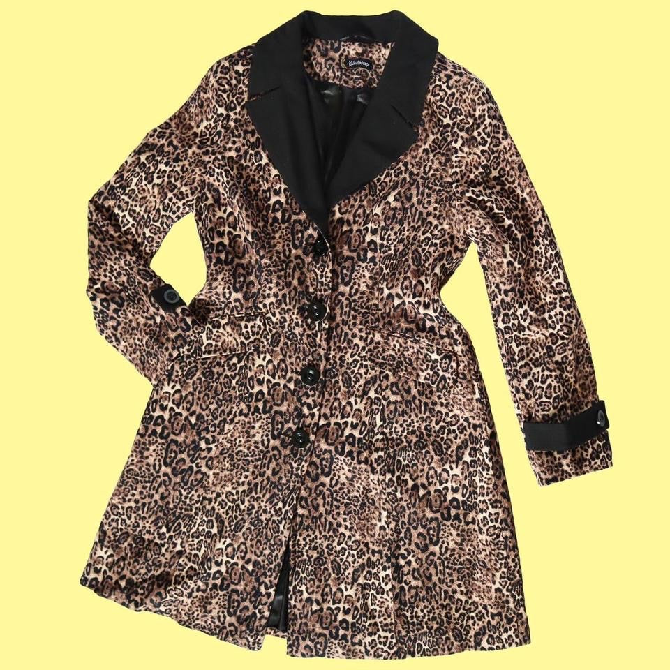 Leopard print long coat UK L