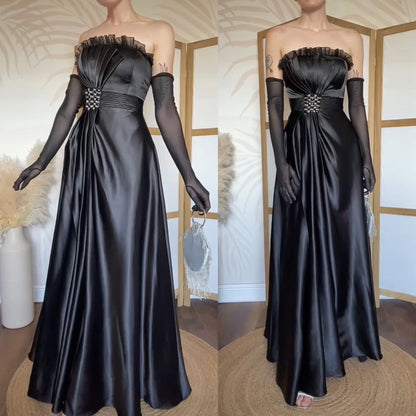 Sousourada black strapless evening dress uk 10