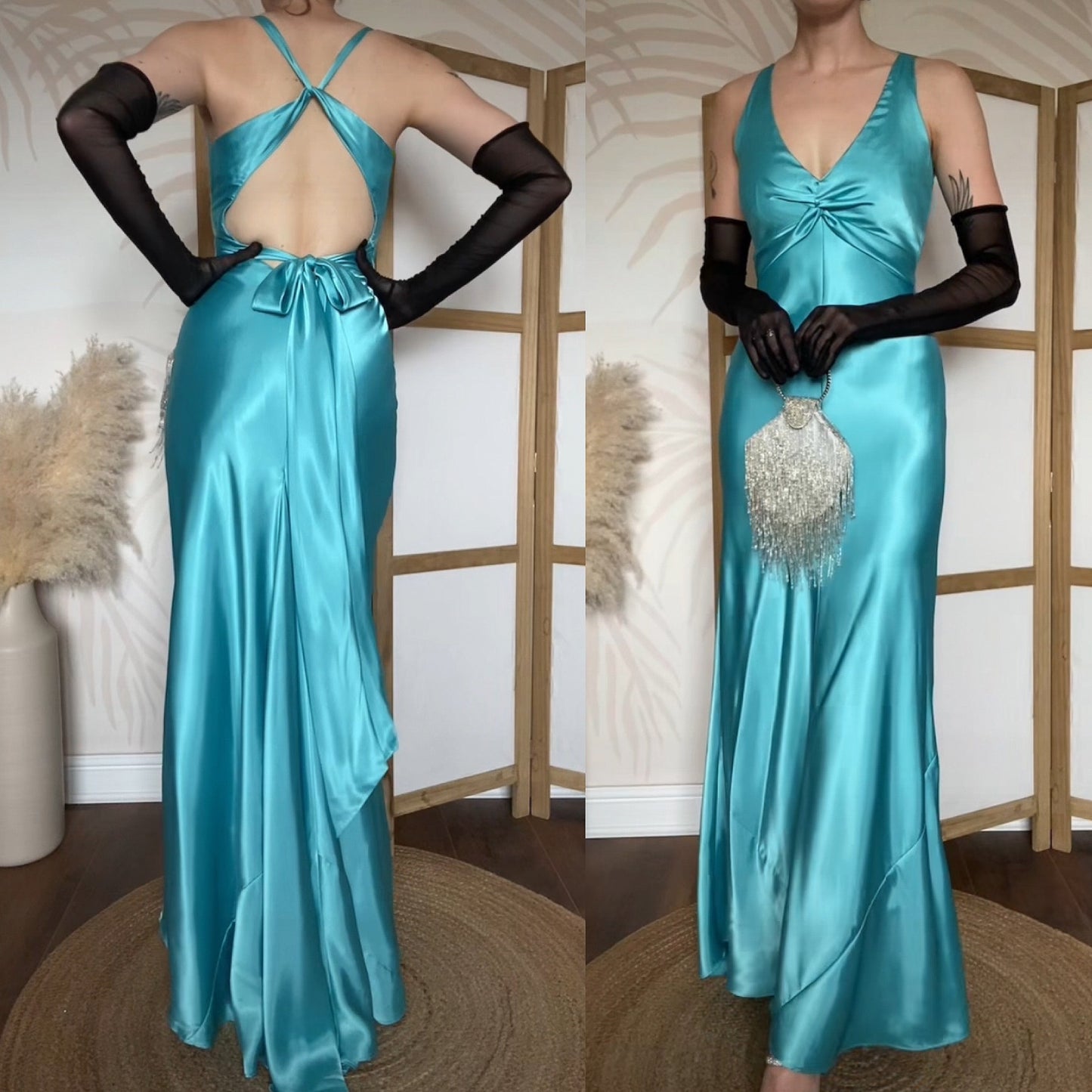 Nightway sapphire satin evening dress uk 8