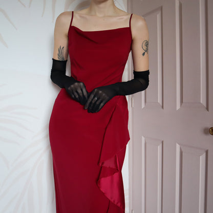 Burgundy slip dress with frill UK 10