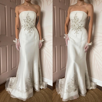 100% silk strapless wedding dress UK 12
