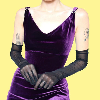 Purple Debut velvet stretch evening dress UK 10