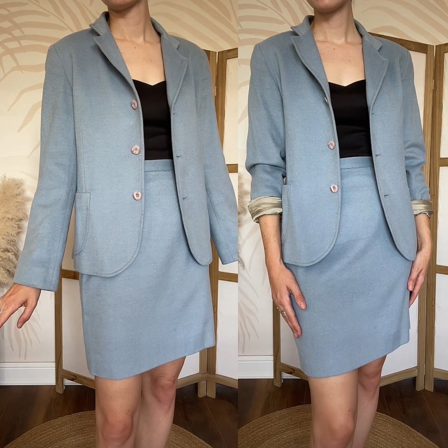 Stunning dusky blue super soft 2 piece suit UK 10