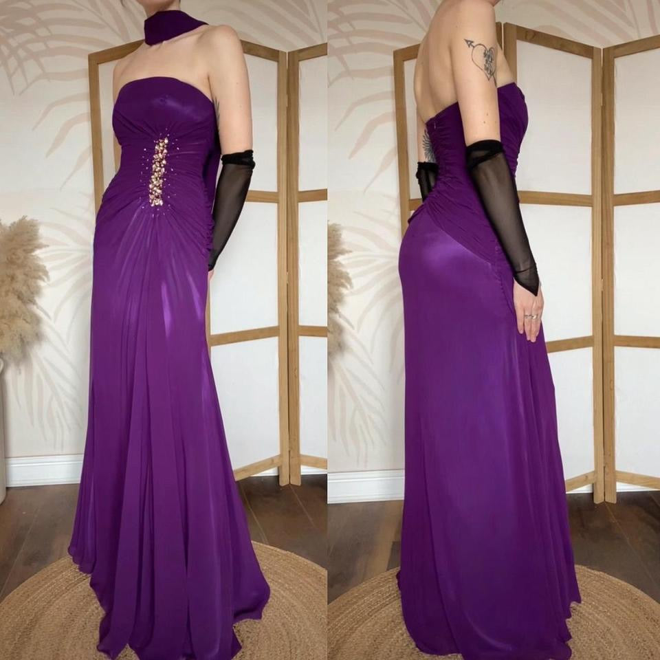 Goya purple strapless prom dress uk 12 available