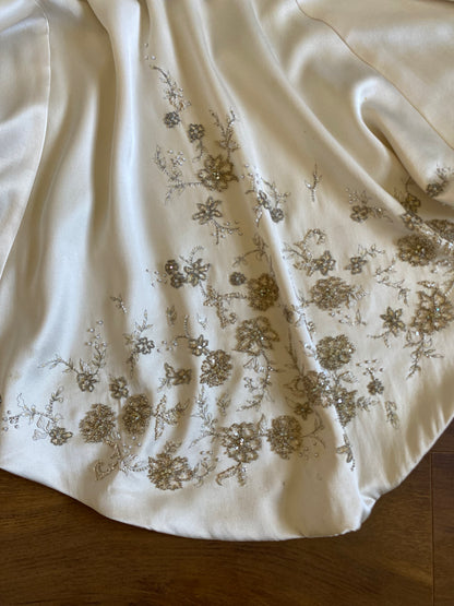 100% silk Carol Li Couture ivory low back wedding dress uk 10