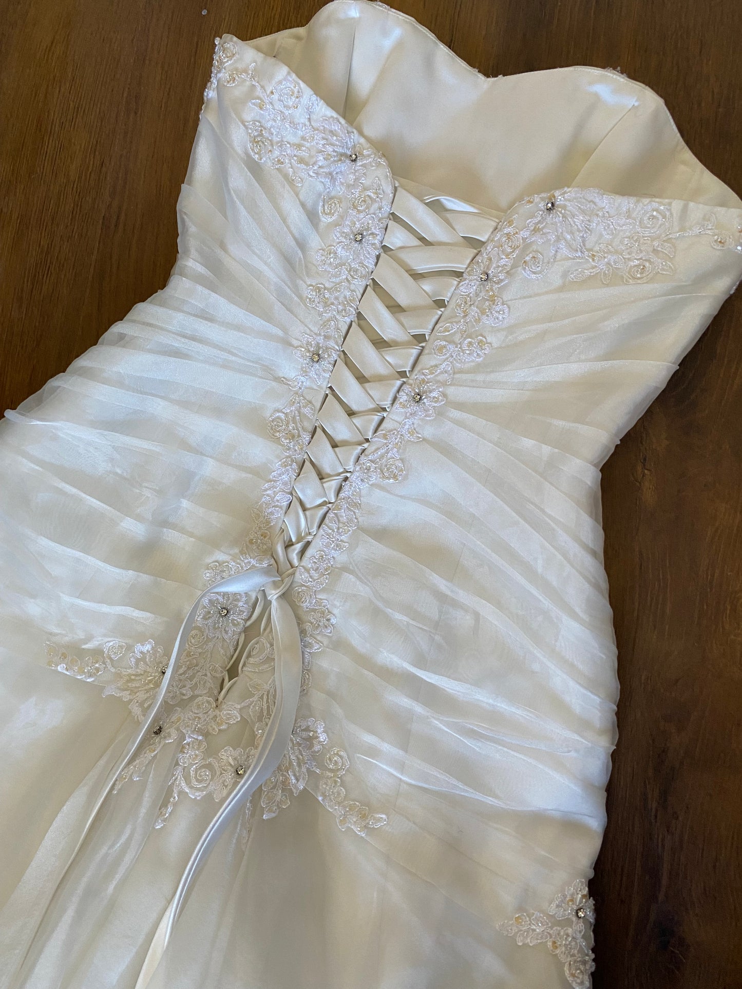 Maggie Sottero organza strapless a-line wedding dress uk 14