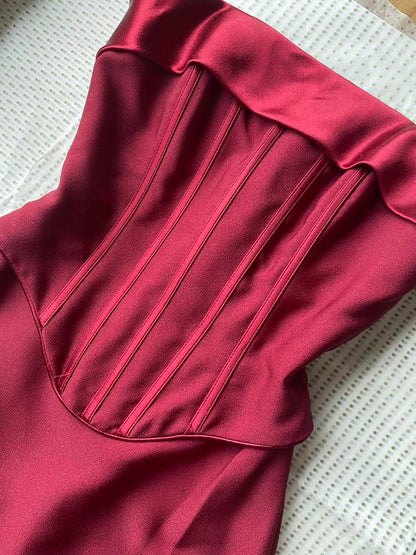 Margaret Lee burgundy strapless evening dress uk 8