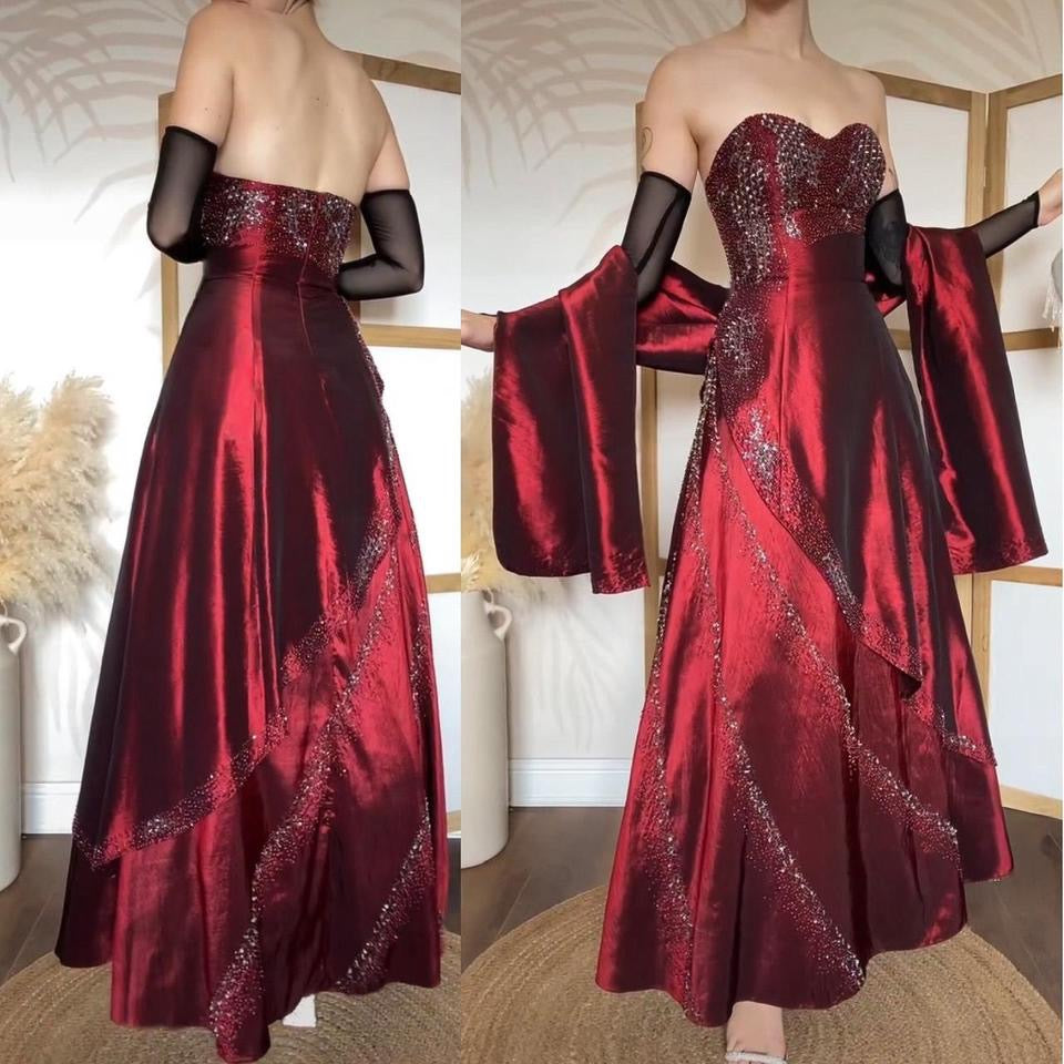 Yve London red beaded prom dress & shawl uk 8-10