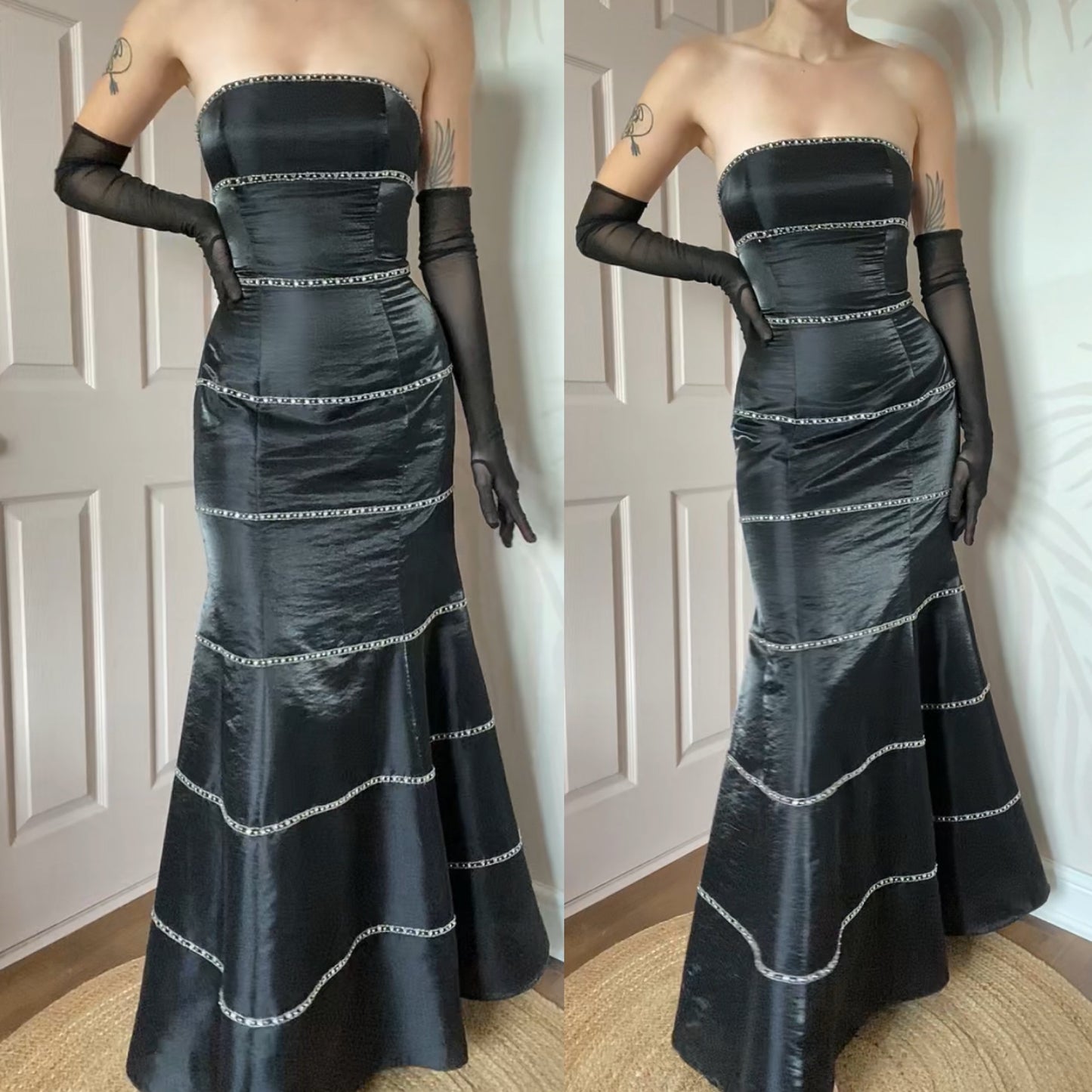 Yve London black strapless fishtail gown UK 10