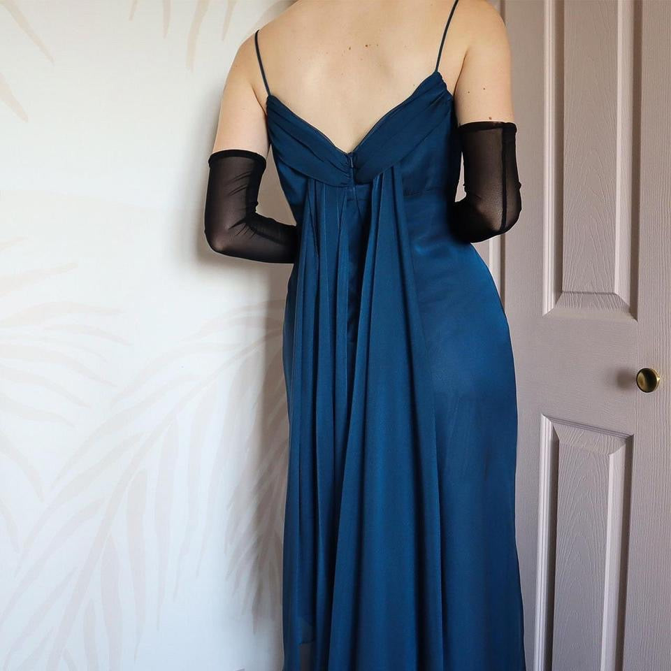 Blue Betsy & Adam chiffon evening gown UK 10