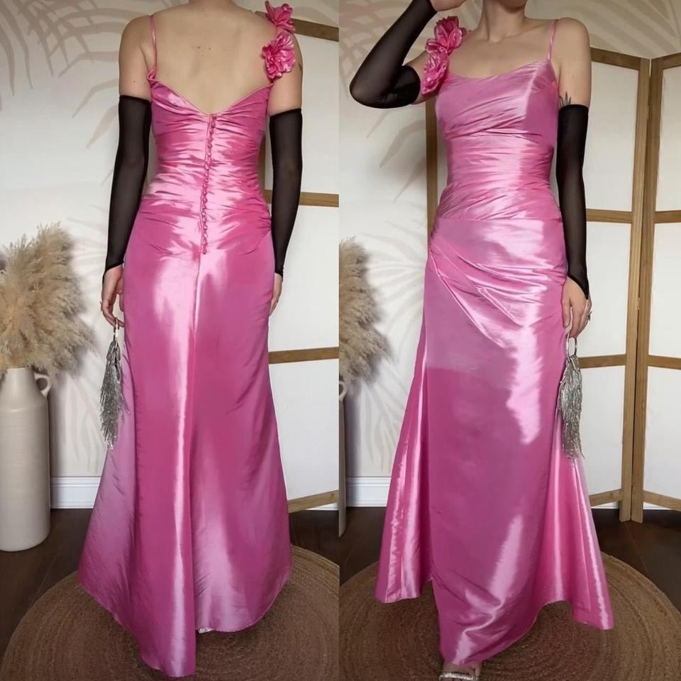 Pink Veromia taffeta draped prom dress uk 12-14