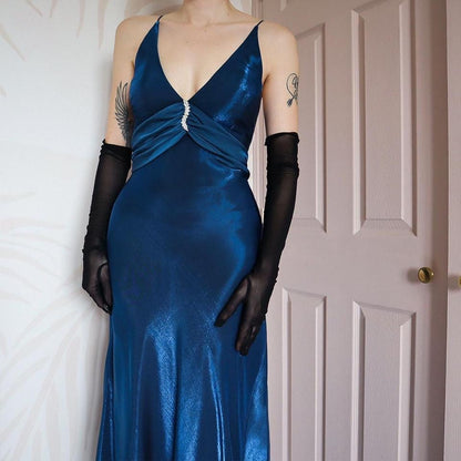 Dave & Johnny blue petite evening dress UK 12