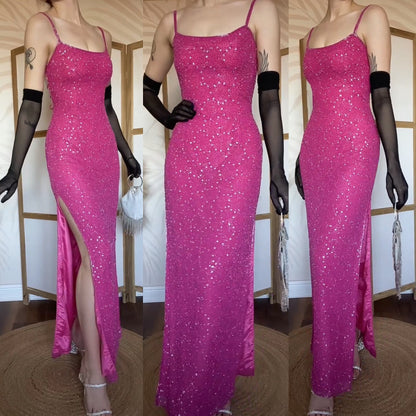 Aftershock 100% silk pink beaded evening dress uk 10