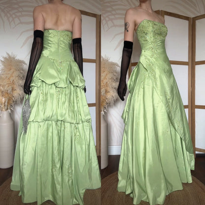 Green strapless a-line prom dress uk 10