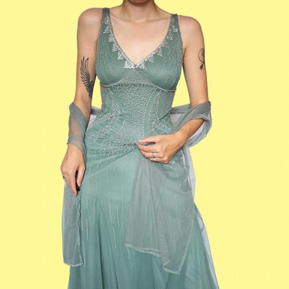 Bead & sequin Principles midi dress & shawl UK 14