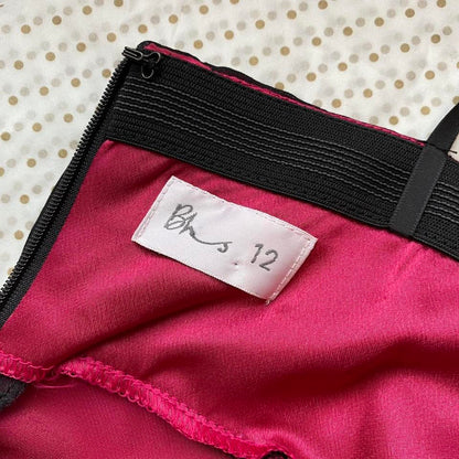Pink & black halterneck evening dress UK 12