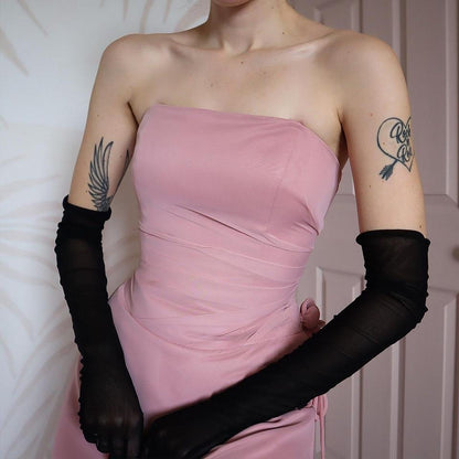 Vintage Hilary Morgan dusky pink evening gown UK 12-14