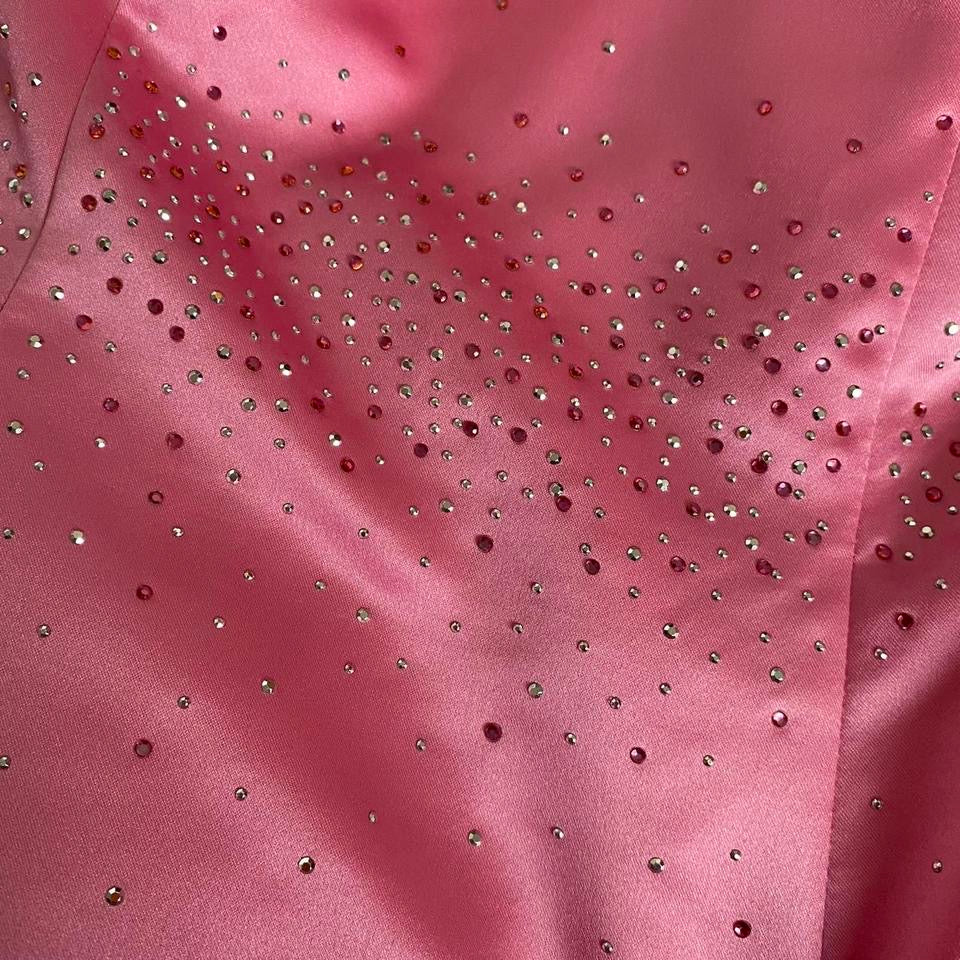 Baby pink a-line lace up evening dress UK 10-12