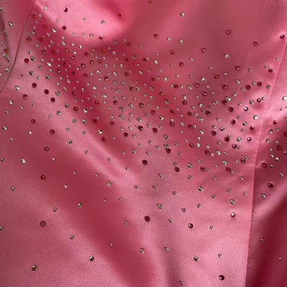 Baby pink a-line lace up evening dress UK 10-12